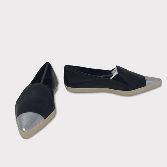 Saint & Libertine NWT Flat Loafer Sneaker Leather Black & Silver Size 6 - Picture 10 of 13